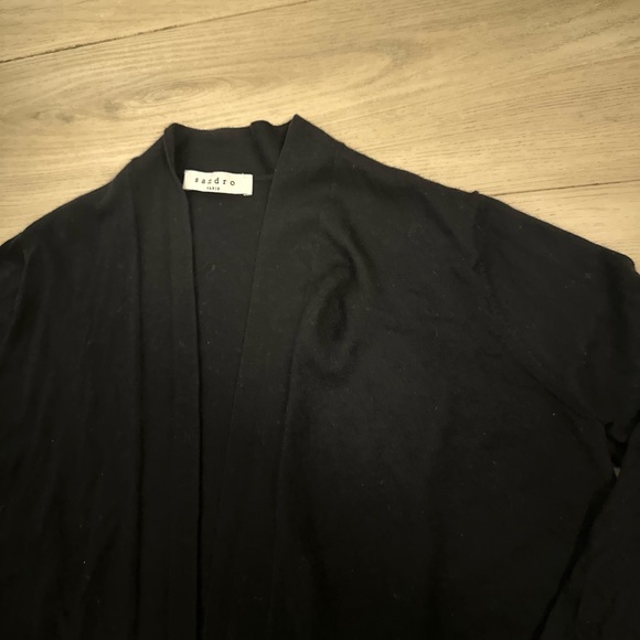 Sandro Paris Black Cardigan 100% Merino Wool Size 1 - Picture 13 of 13